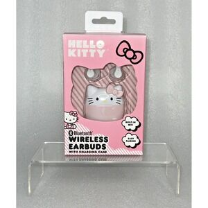 Hello Kitty Bluetooth Wireless Earbuds‎ Built-in Mic with Charging Case NEW